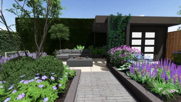 Tuinontwerp strakke kleurrijke tuin Roosendaal